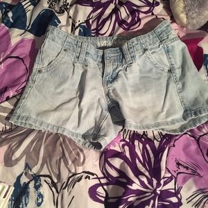 Light wash blue jean shorts